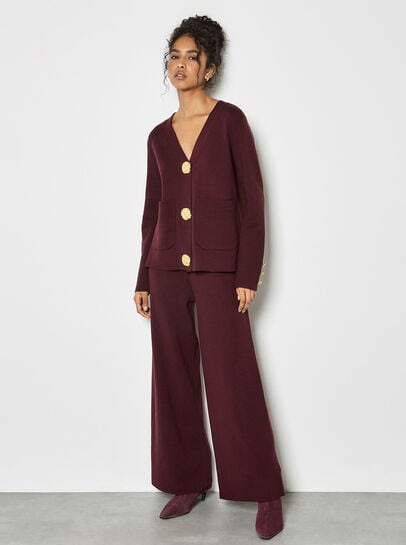 Soft Knit Wide Leg Trousers