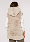 Tiered Fur Hooded Gilet, Stone, large