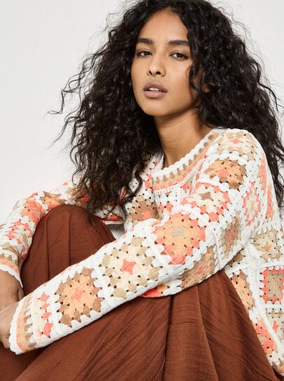 Pastel Crochet Squares Jumper