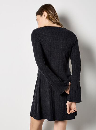Pointelle Knit Jersey Swing Mini Dress