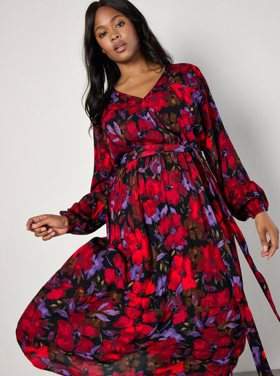 Curve Floral Wrap Midaxi Dress