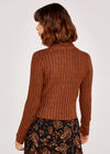 Ribbed Roll Neck Jumper, Rust, large