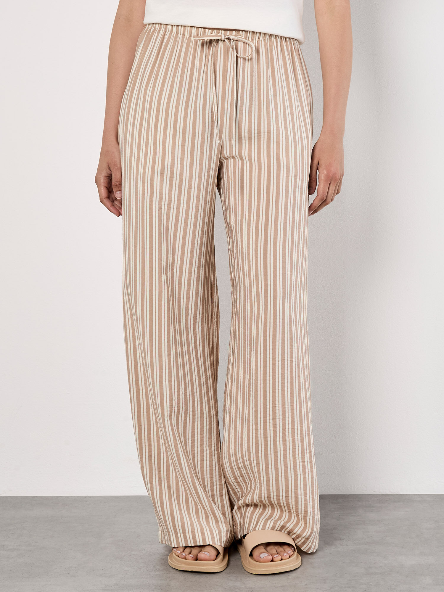 【LOULOUSEOUL】Vacation Stripe Pants (Apricot) Trousers | Womenswear | Apricot Clothing