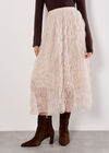 Wavy Tulle Midi Skirt, Cream, large