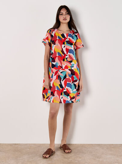 Colour Block Leaf Cocoon Mini Dress