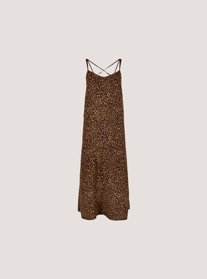 Animal Print Crepe Maxi Slip Dress