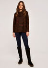 Patchwork Dogtooth Cowl Neck Top, Rust, large