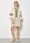 Jacquard Bell Sleeve Dress, Stone, large