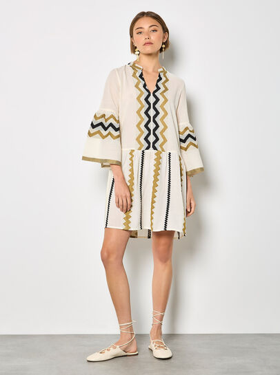 Jacquard Bell Sleeve Dress