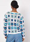 Multi Crochet Squares Cardigan, Navy, large