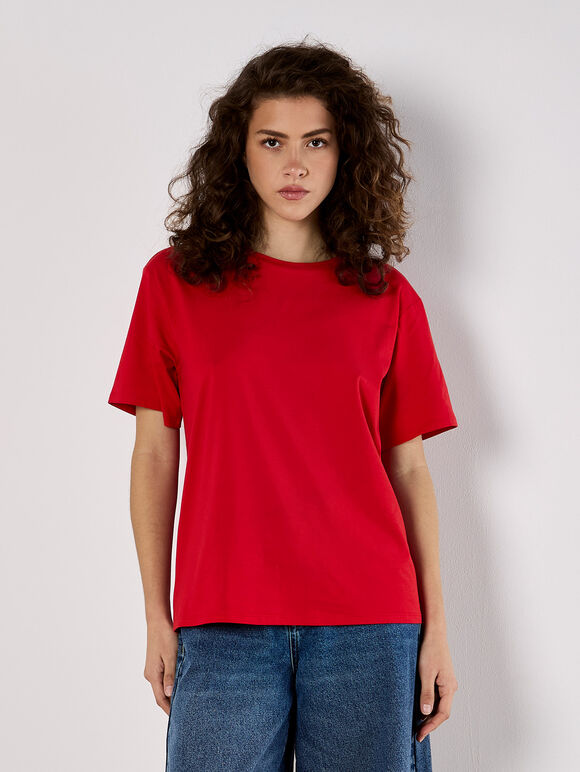 Modal Jersey Basic T-Shirt, Red, large