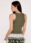 Ribbed Jersey Tank Top, Khaki, large