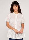 Broderie Peplum Top, Cream, large