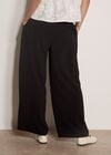 Wide-Leg Tailored Trousers, Black, large