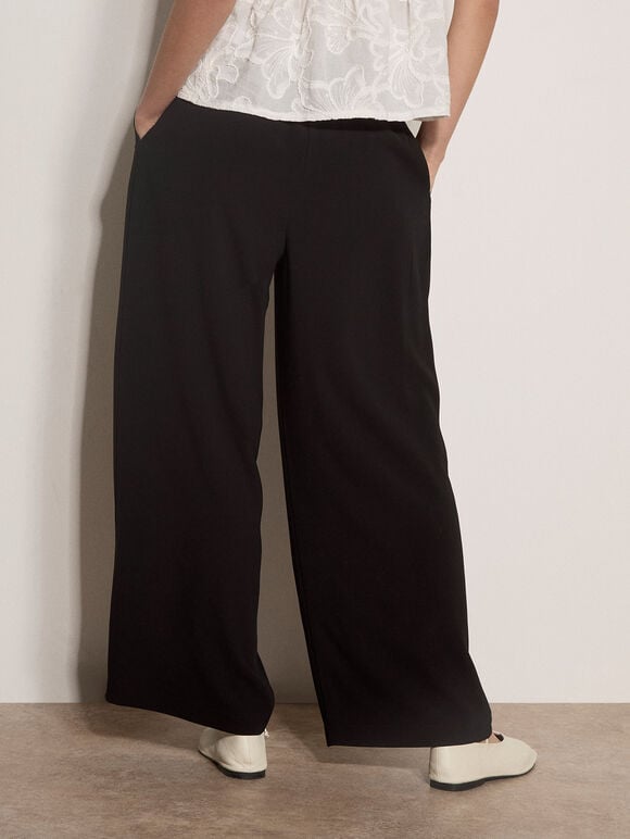 Wide-Leg Tailored Trousers, Black, large