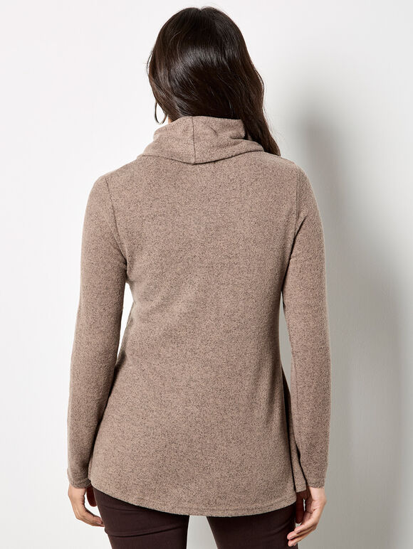 Asymmetric Hem Knit Top, Stone, large