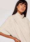 Chunky Rib Knit Wrap Cape, Stone, large