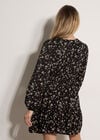 Floral Wrap Mini Dress, Black, large