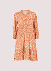 Zebra Mini Dress, Coral, large