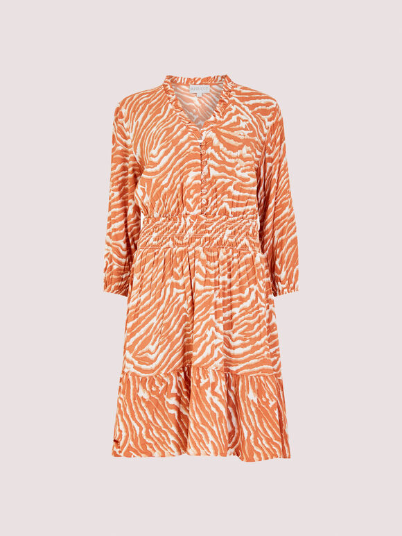 Zebra Mini Dress, Coral, large