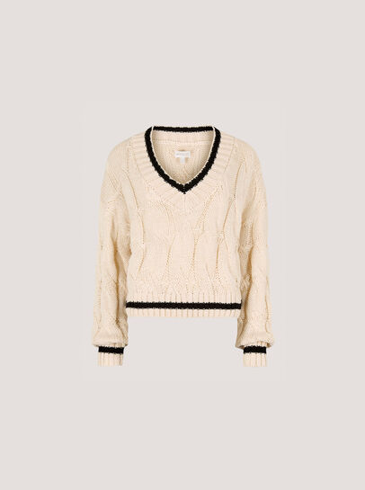 Cropped Cable Cricket Jumper