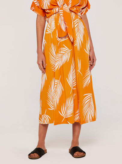 Palm Print Midi Skirt