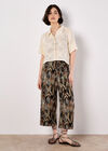 Chevron Print Culotte Trousers, Khaki, large