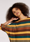 Striped Cocoon Batwing Dress, Khaki, large