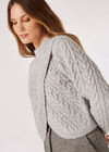Cable Knit Wrap Jumper, Grey, large