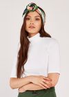 Mock Neck Top, White, large
