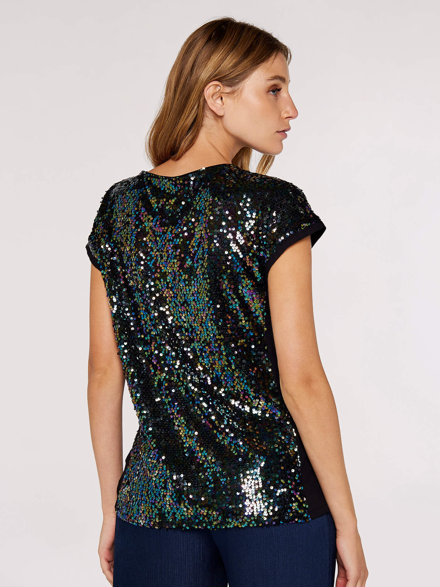 Black sequin sales t shirt
