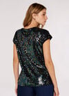 Sequin Embellished T-Shirt, Black, large
