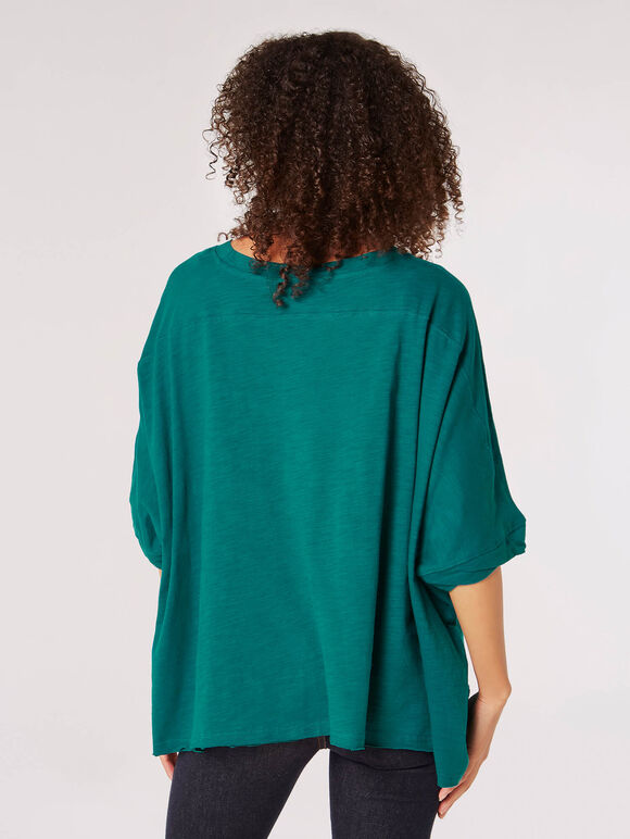 T-Shirt Cascade en Jersey de Coton, Vert, grand