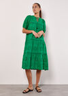 Robe midi à plusieurs niveaux en broderie de coton, Vert, grand