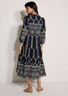 Floral Broderie Anglaise Midi Dress, Navy, large