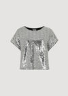 Sequin Crop T-Shirt, Dark Grey - Charcoal, large