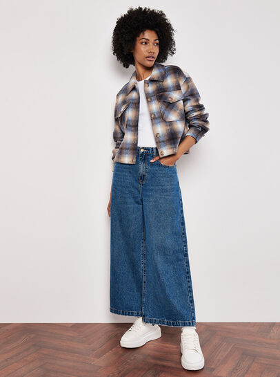 Brushed Check Cropped Jacket