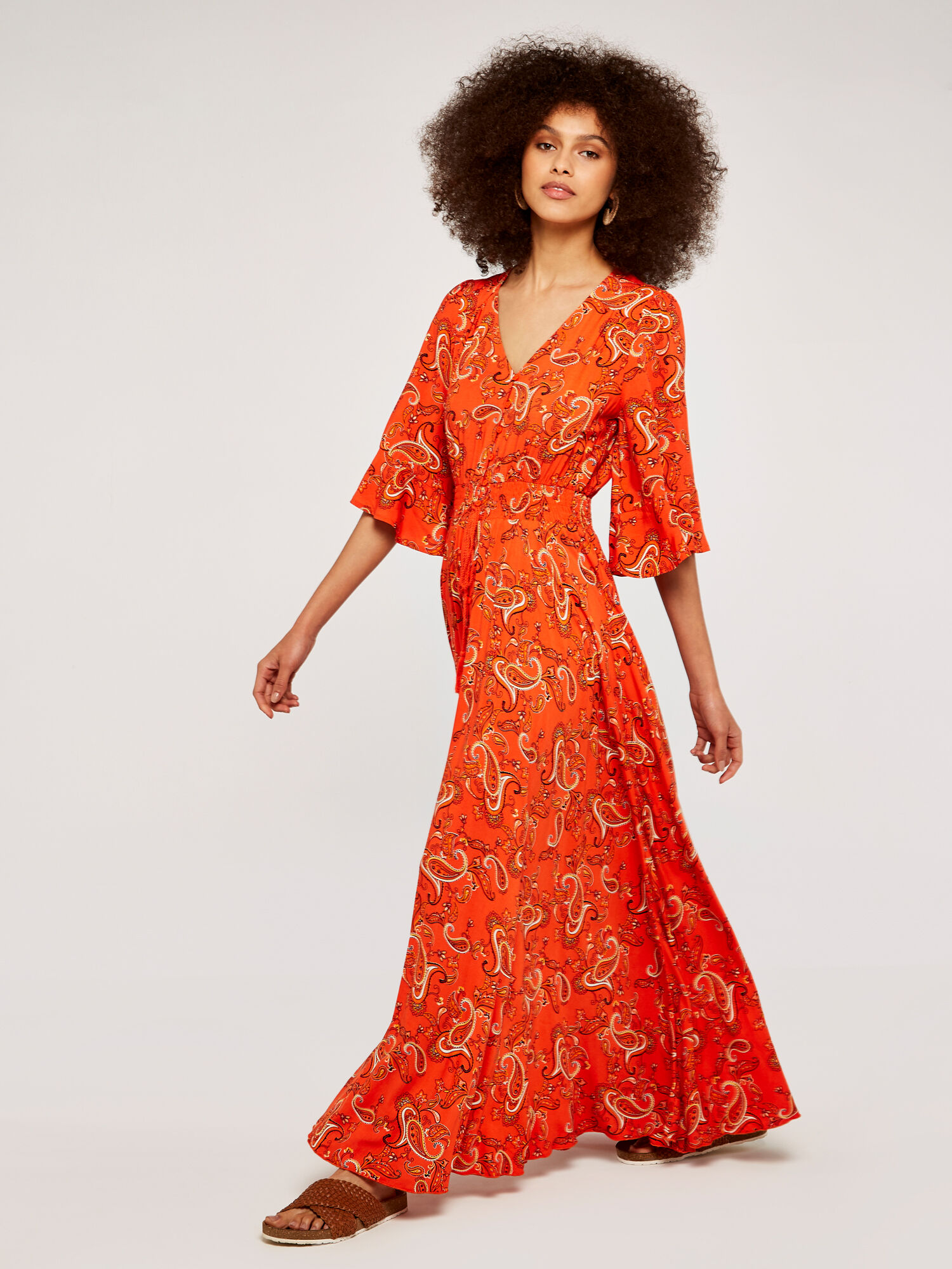 Sarasa Angel Sleeve Dress | Apricot UK