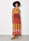 Patchwork Floral Paisley Maxi Dress, Orange, large