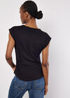 Cotton Jersey Side Ruched T-Shirt, Black, large