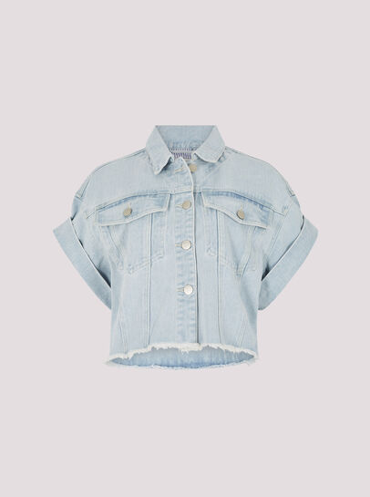 Short Sleeve Cropped Denim Jacket