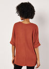 Soft-Touch Batwing Waffle Knit Top, Rust, large