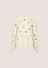 Embroidered Heart Jumper, Cream, large