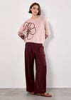 Large Embroidered Flowers Jumper, Pink, large