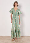 Gold Foil Floral Maxi Dress, Mint, large