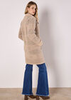 Heritage Check Fluffy Knit Coat, Stone, large
