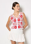 Crochet Squares Vest Top, Red, large