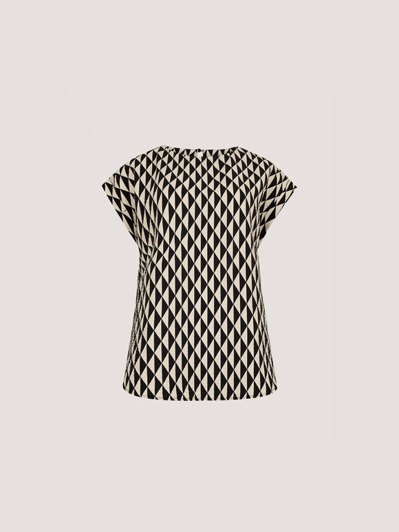 Geo Triangles Woven T-Shirt, Black, large