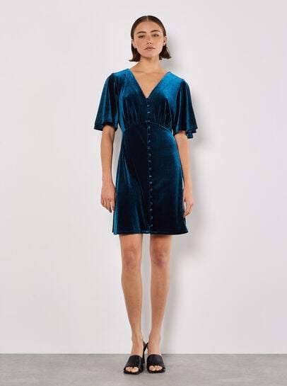 Velvet Button-Down Mini Dress