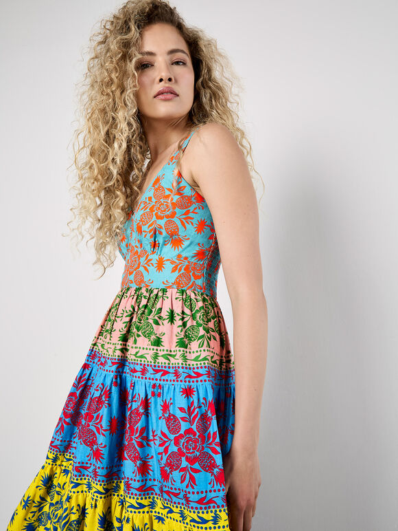 Colour Pop Pineapple Cami Maxi Dress, Assorted, large